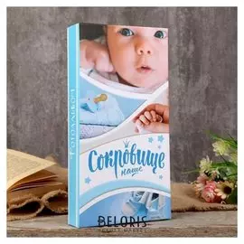 Фотоальбом на 300 фото 10х15 см для мальчика "Сокровище наше" 33,5х17,5 см