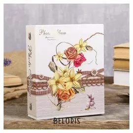 Фотоальбом на 40 фото 10х15 см "Винтажные букеты" золотая обводка в коробке 17х14х5см