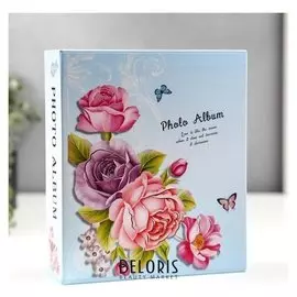 Фотоальбом на 40 фото 13х18 см "Кустовая роза" в коробке 20,5х18х5,2 см