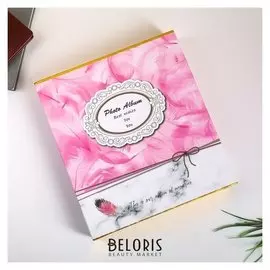 Фотоальбом на 500 фото 10х15 см "Пёрышки и мрамор" в коробке 33,5х30,5х5,5 см