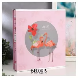 Фотоальбом на 600 фото 10х15 см "Фламинго и цветок" в коробке 33,7х30,3х5,8 см