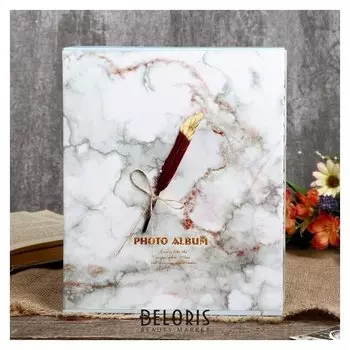 Фотоальбом на 80 фото 10х15 см "Мрамор и перо" в коробке 23х19,5х5 см