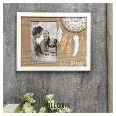 Фоторамка дерево 10х15 см "Ловец снов с золотыми перьями" 20х25,5х1,2 см