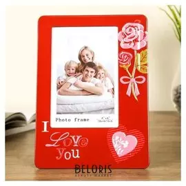 Фоторамка металл 10х15 см "Сердце и букет роз" 21х15х0,5 см