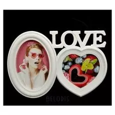 Фоторамка на 2 фото 10х10, 10х15 см "Любовь - прекрасное чувство" белая 19х27х2,5 см