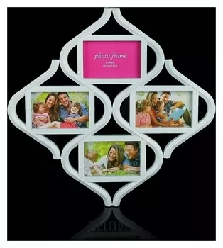 Фоторамка на 4 фото "Песочные часы" белая 10x15 см