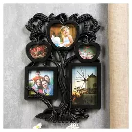 Фоторамка на 5 фото 5,5х7 см, 9,5х11 см, 10х15 см, 10х10 см "Яблоня" чёрная