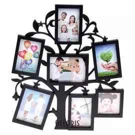 Фоторамка на 7 фото 7х7 см, 7х10 см, 8х10 см "Дерево желаний" чёрная