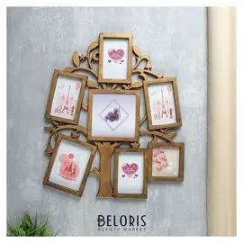 Фоторамка на 7 фото 7х7 см, 7х10 см, 8х10 см "Дерево желаний" бронза 36х31 см