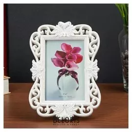 Фоторамка пластик 10х15 см "Фигурная" белая 22х16 см