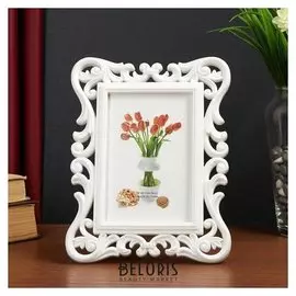 Фоторамка пластик 10х15 см "Завитки" белая 22,5х17 см