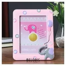 Фоторамка пластик 13х18 см "Слонёнок, воздушные шарики и пуговки" 23х1,5х18 см