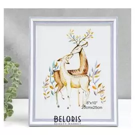 Фоторамка пластик 20х25 см "Белая с сиренью" 27,5х22,5 см