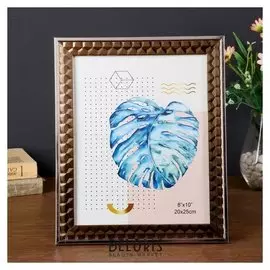 Фоторамка пластик 20х25 см "Бронзовые 3D треугольники с серебр.полосой" 28,8х23,8х1,3 см