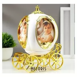 Фоторамка пластик 9х7,5 см музыка "Карета" белая с золотом 23х18х12,5 см
