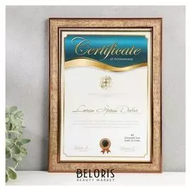 Фоторамка пластик формат А4 "Рисунок древесины" с медной обводкой 33,5х24,5 см