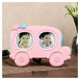 Фоторамка пластик на 2 фото 8х8 см "Автобус" 18х24 см