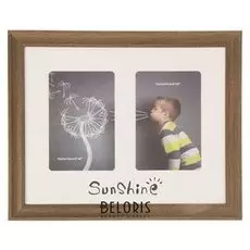 Фоторамка пластик с паспарту на 2 фото 10х15 см "Солнце" коричневая 28х34 см