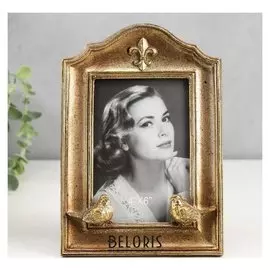 Фоторамка полистоун 10х15 см "Геральдическая лилия" золотая патина 23х16 см