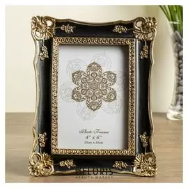 Фоторамка полистоун 10х15 см "Клеопатра" чёрная с золотом 21,5х17 см