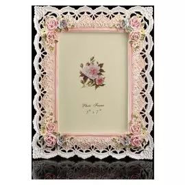 Фоторамка полистоун 13х18 см "Розочки и кружево" стразы 25,5х20 см