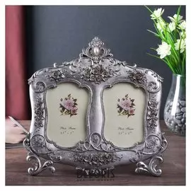 Фоторамка полистоун на 2 фото 9х13 см "Элизабет" стразы 24,3х25 см