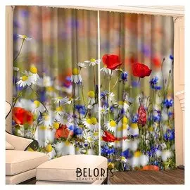 Фотошторы "Цветочное поле" 145х260 см 2шт, габардин 160гр/м2, пэ100%