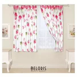 Фотошторы кухонные «Бутоны и лепестки» 145х160см- 2 шт