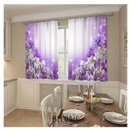 Фотошторы кухонные «Цветочное волшебство», размер 145 х 160 см, 2шт., габардин
