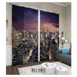Фотошторы «Ночной нью-йорк» 145х260см - 2 шт
