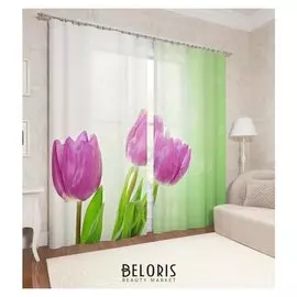 Фотошторы «Весенние тюльпаны» 145х260см- 2 шт