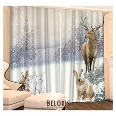 Фотошторы «Зимние» 145х260 см - 2 шт, габардин