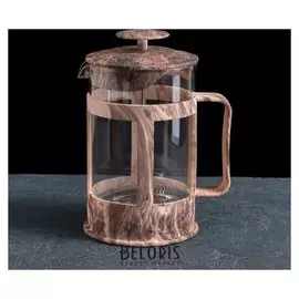 Френч-пресс «Мрамор», 800 мл, 13,5×10,5×18,5 см, цвет коричневый