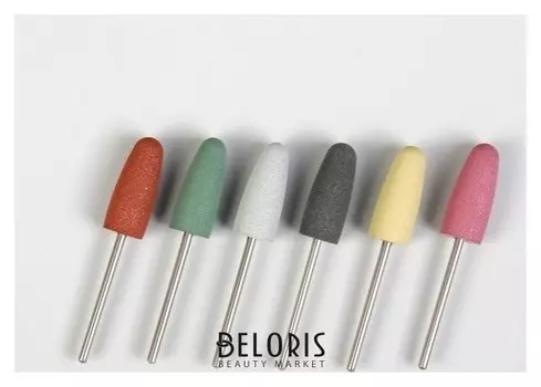 Фрезы силиконовые для полировки, 6 шт, D = 10 мм, разноцветные