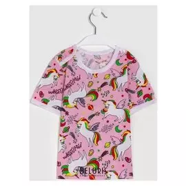 Футболка детская, цвет розовый/единороги, рост 86 см