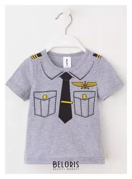 Футболка детская Kaftan "Пилот", серый, рост 86-92 (28)