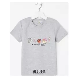 Футболка детская «Винни пух» цвет серый меланж, рост 110 см