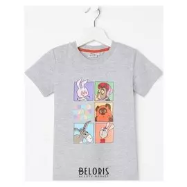 Футболка детская «Винни пух» цвет серый, рост 104 см