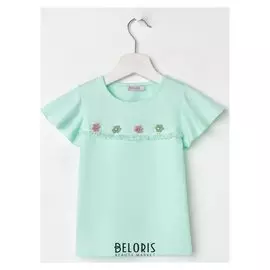 Футболка для девочки «Бахрома», цвет бирюзовый, рост 104 см