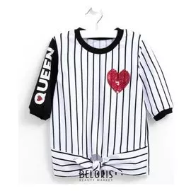 Футболка для девочки, цвет белый/чёрный, рост 98 см