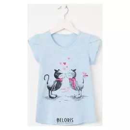 Футболка для девочки, цвет голубой, рост 104 см