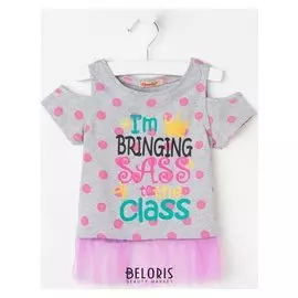 Футболка для девочки, цвет меланж, рост 86 см (1,5 года)