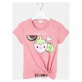 Футболка для девочки, цвет персиковый, рост 128 см