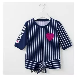 Футболка для девочки, цвет тёмно-синий, рост 104 см