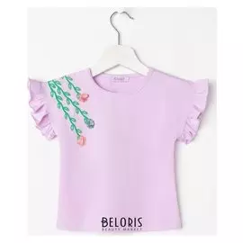 Футболка для девочки «Цветочки», цвет сиреневый, рост 104 см