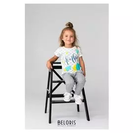 Футболка для девочки "Перья", белая, р-р 36 (134-140 см) 9-10 л, 95% хл., 5% эл.