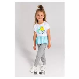 Футболка для девочки "Попугай", белая, р-р 32 (110-116 см) 5-6 л., 100 % хлопок