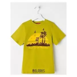 Футболка для мальчика, цвет оливковый, рост 152 см