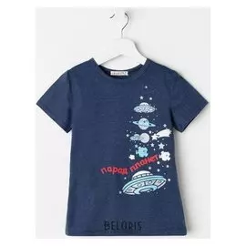 Футболка для мальчика, цвет синий меланж, рост 92 см