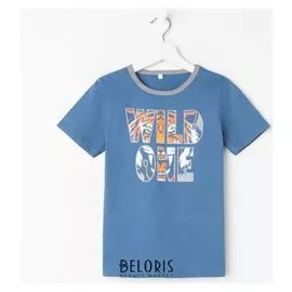 Футболка для мальчика, цвет синий, рост 128 см